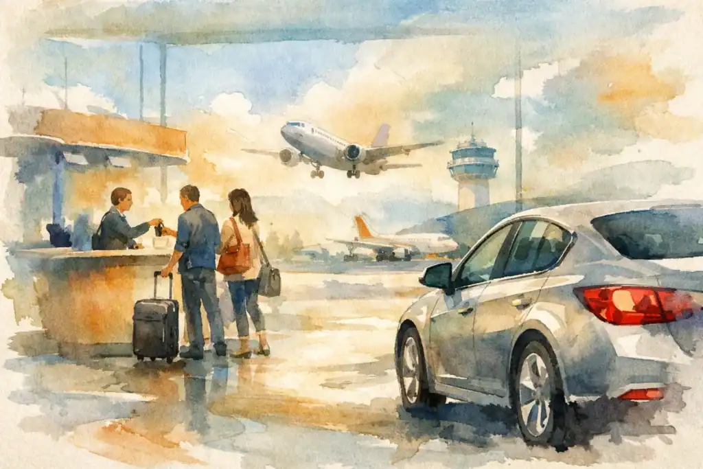 airport arrival car rental example explained featured