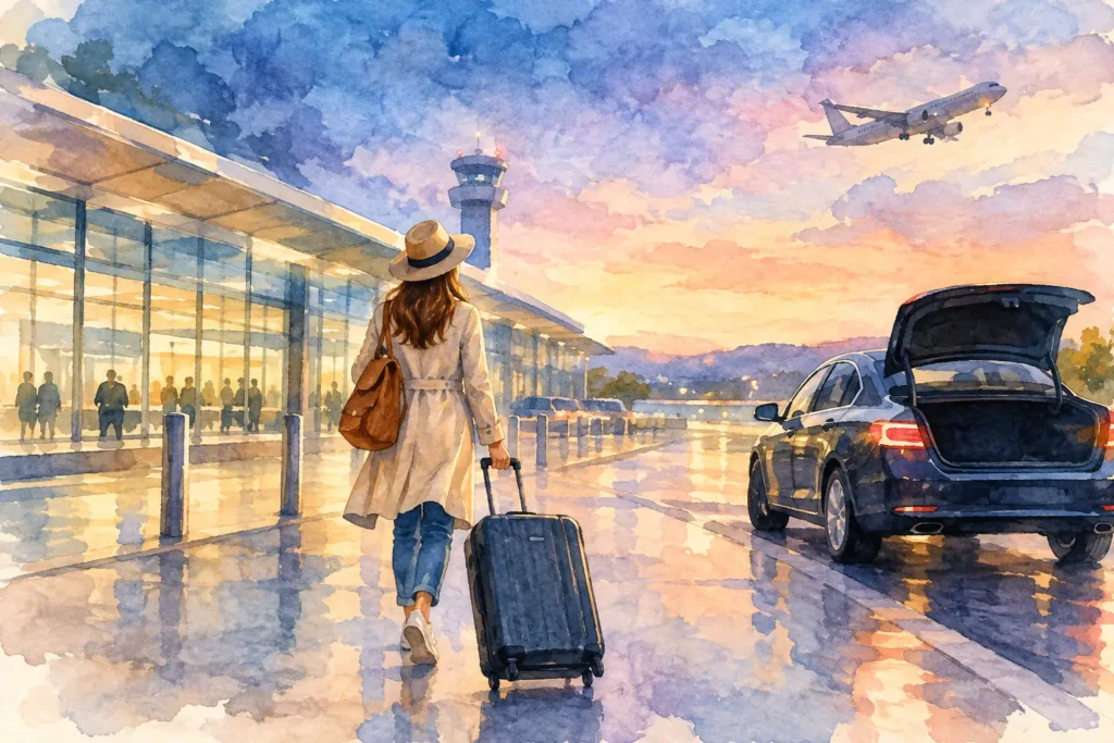 Mietwagen nach Nachtflug Beispiel : arrivée facile