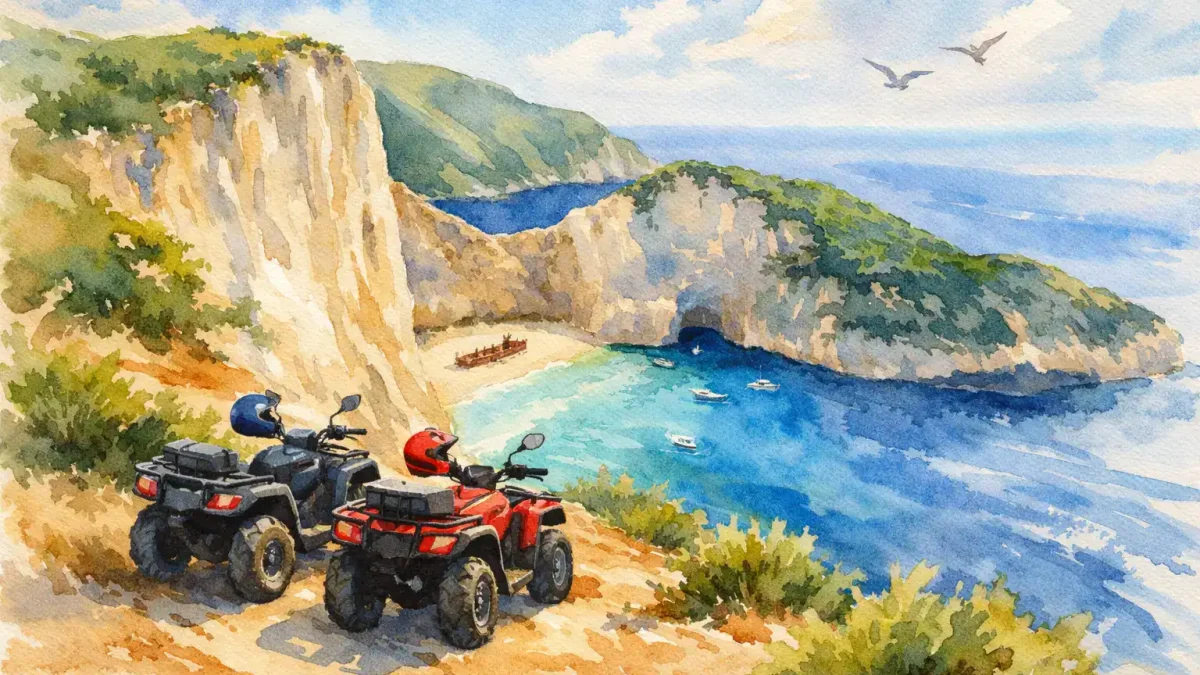 ATV bikes overlooking Zante's scenic coastline and beaches.